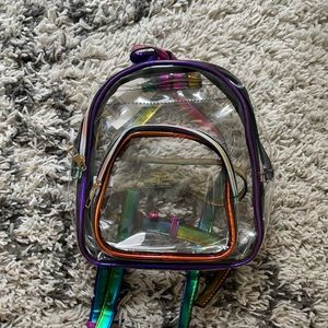 Clear mini backpack with rainbow detail 🌈